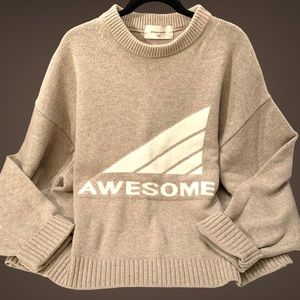 “Awesome” Korean Streetwear fashion oversized long sleeve sweater - OSFM